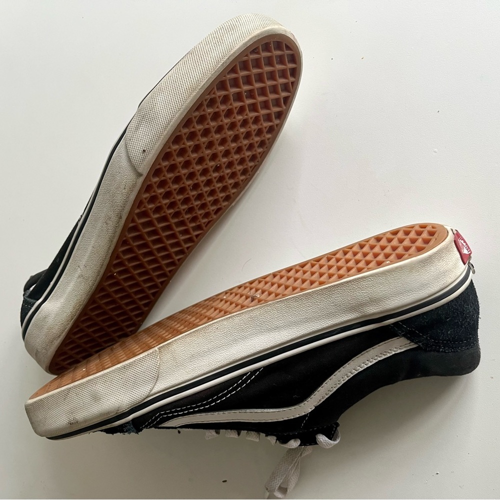 Vans Old Skool Black White Stripe Suede Canvas Low Top Sneakers Size 10 - Picture 4 of 5